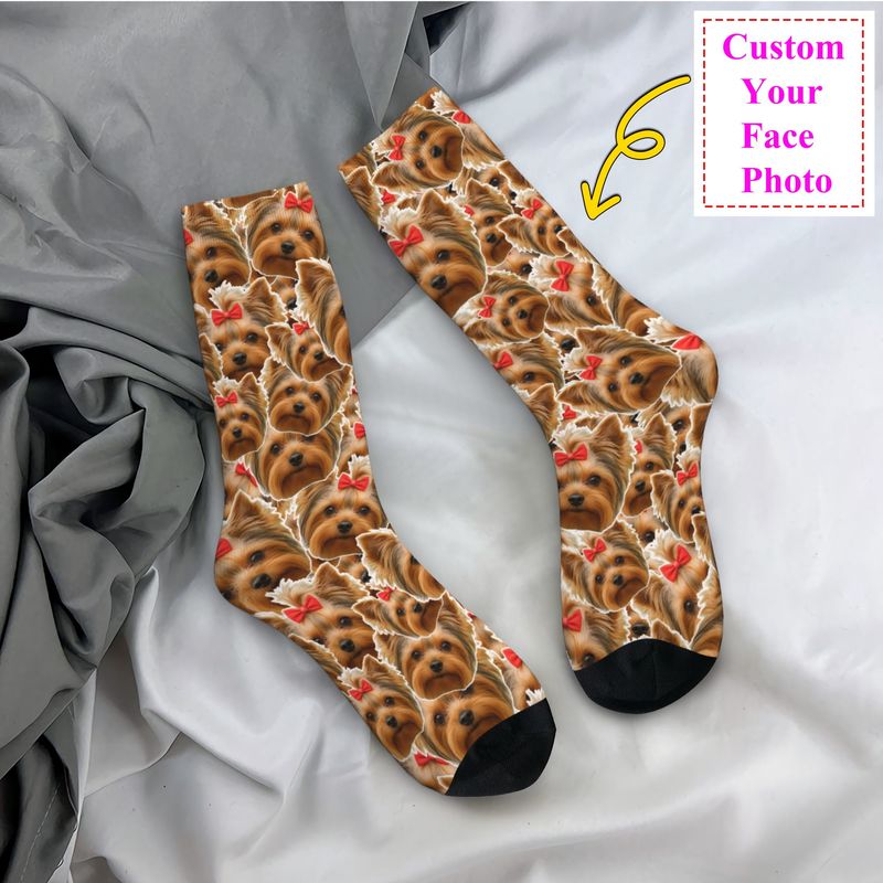 Dress Sock Men - Süße Herren-Socken mit personalisiertem Hundegesicht, individuelle